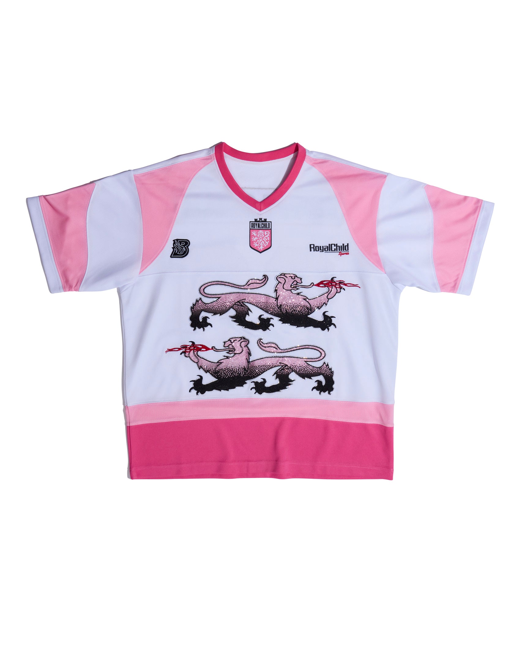 Double Lion Rhinestone Jersey in PINK