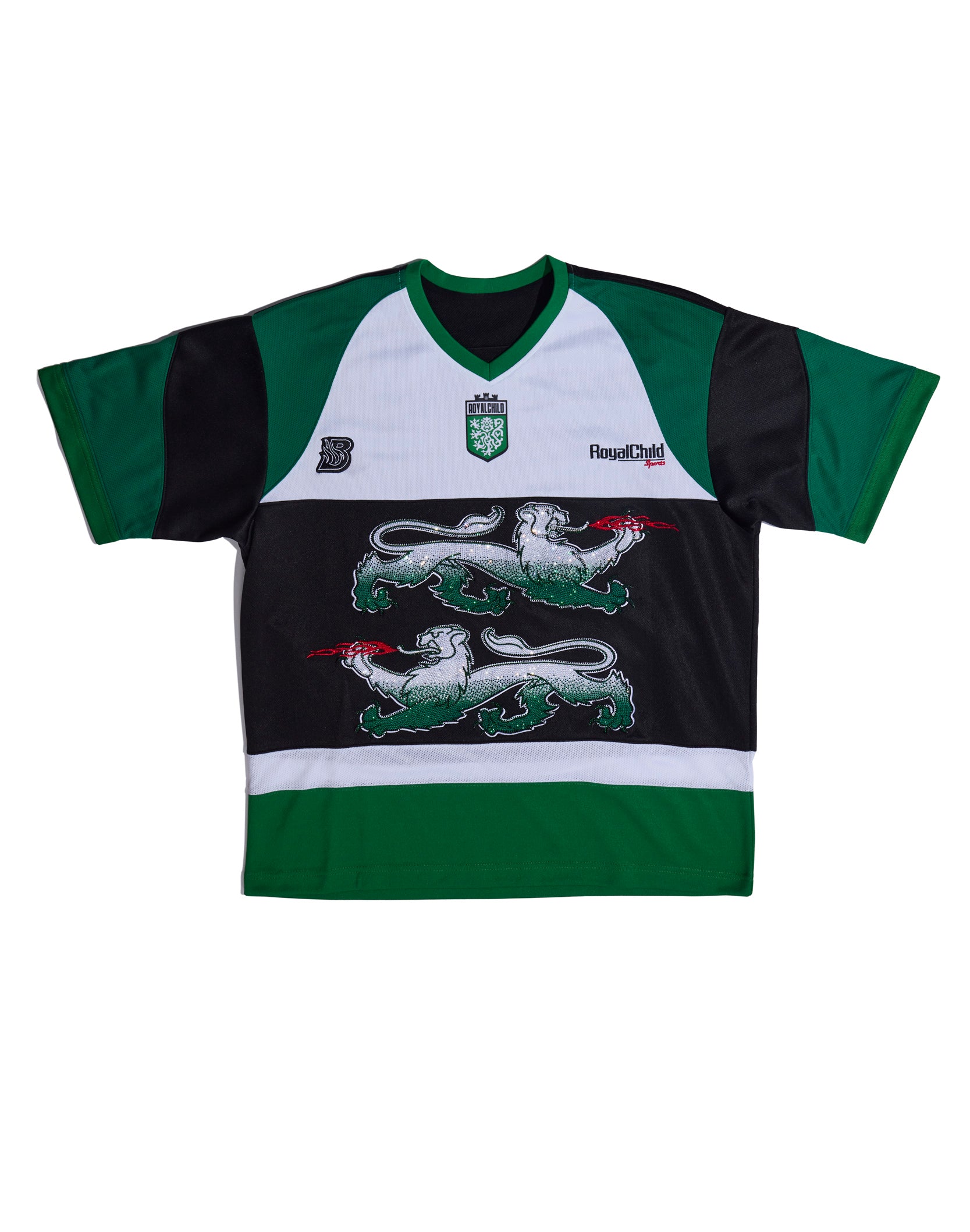 Double Lion Rhinestone Jersey in GREEN