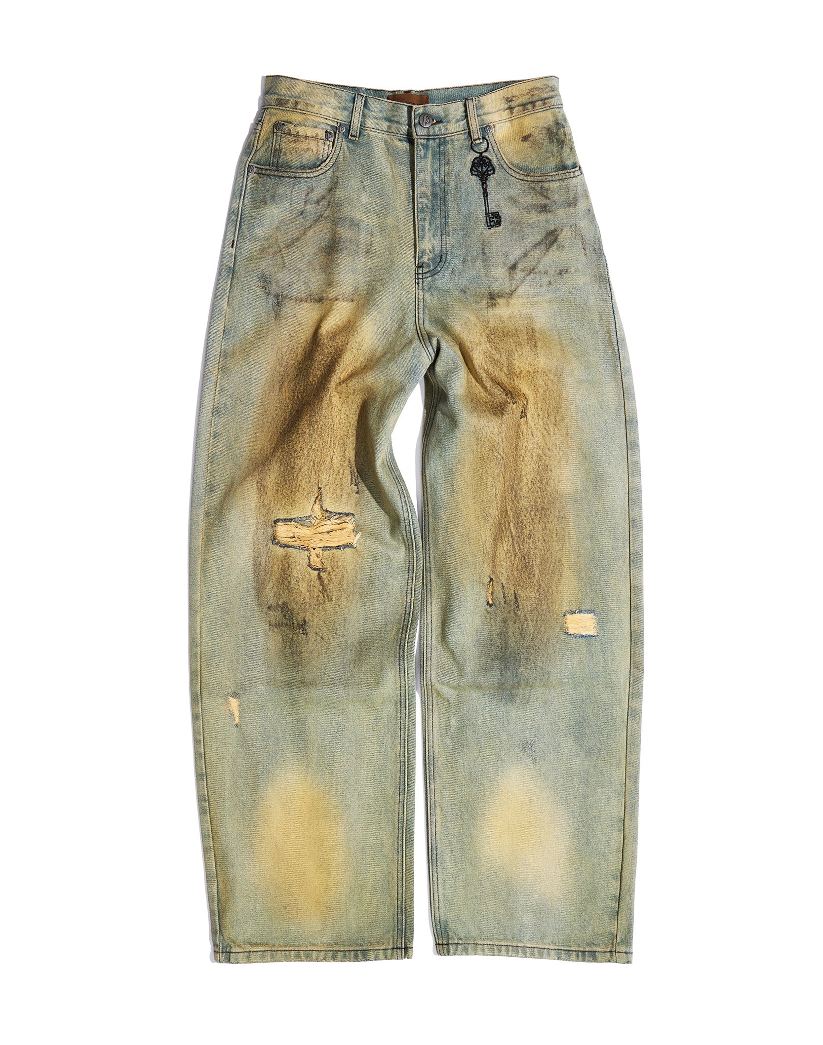 Dirty-Washed Brushing Wax Baggy Denim – Birth Of Royal Child