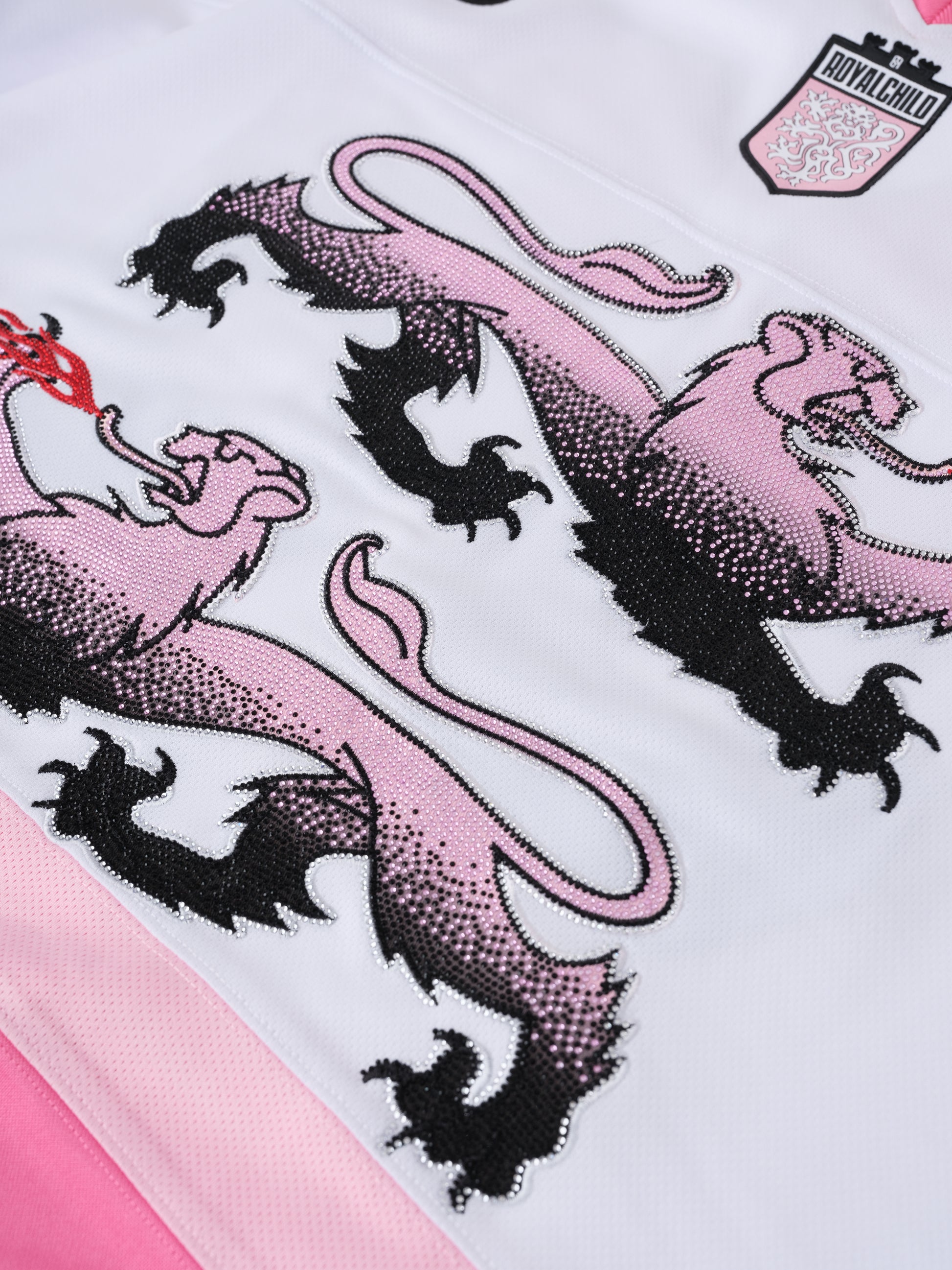 Double Lion Rhinestone Jersey in PINK