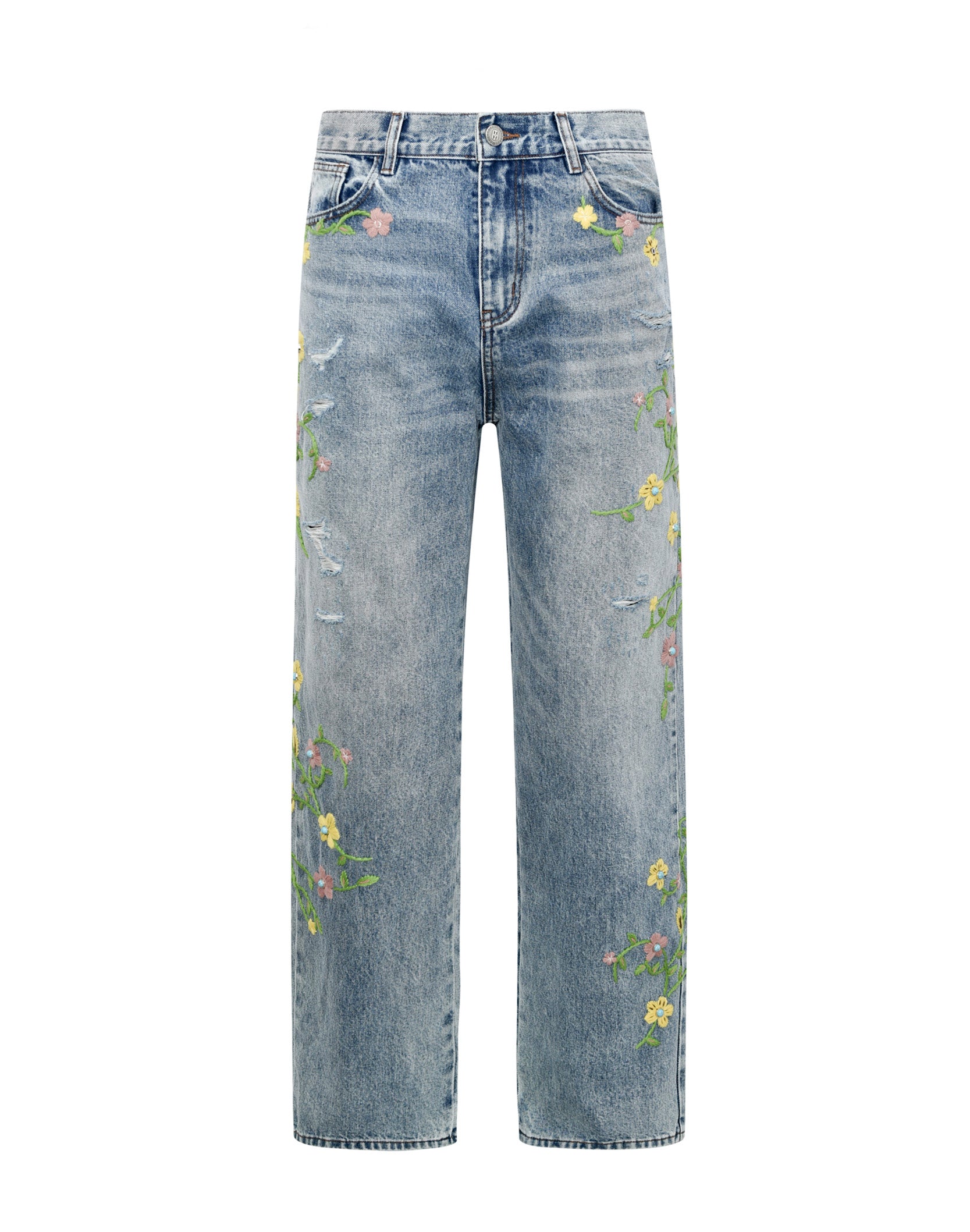 Majestic Turquoise Floral Denim