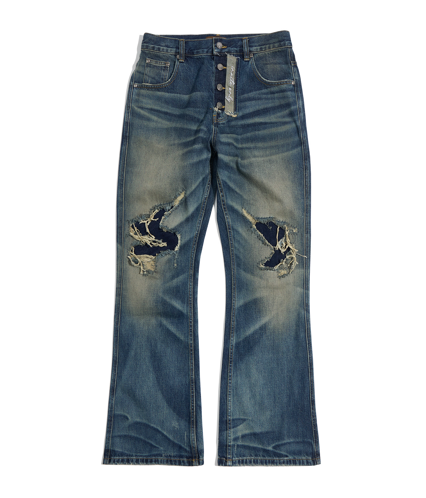 Distressed Embroidery Bootcut Jeans – Birth Of Royal Child