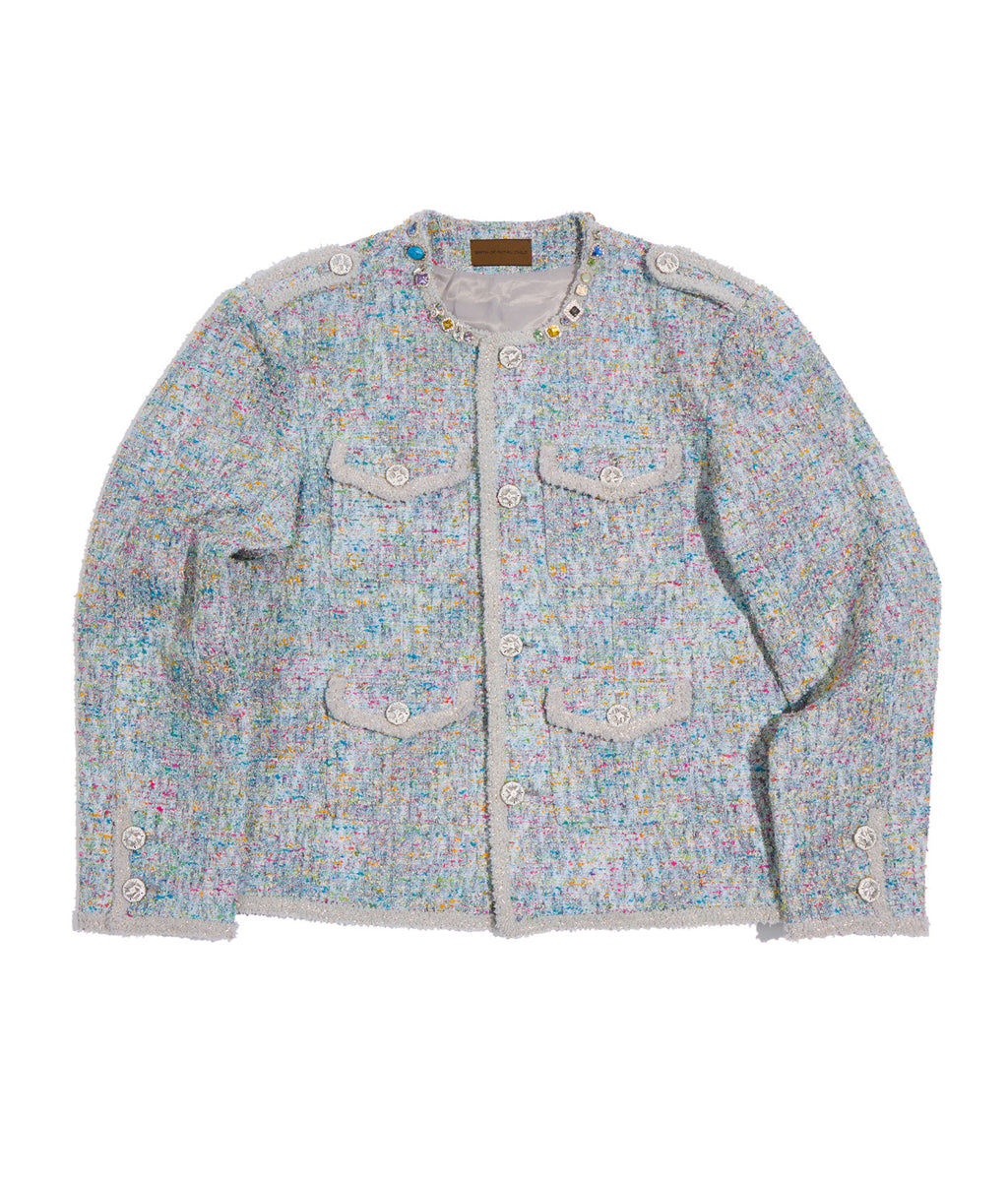 Bouclé Tweed Short Jacket Light Gray