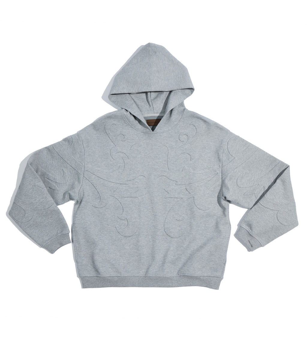 3D Flower Relief Hoodie Gray