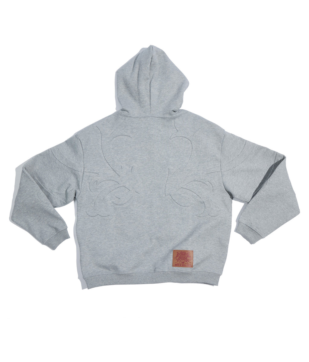 3D Flower Relief Hoodie Gray