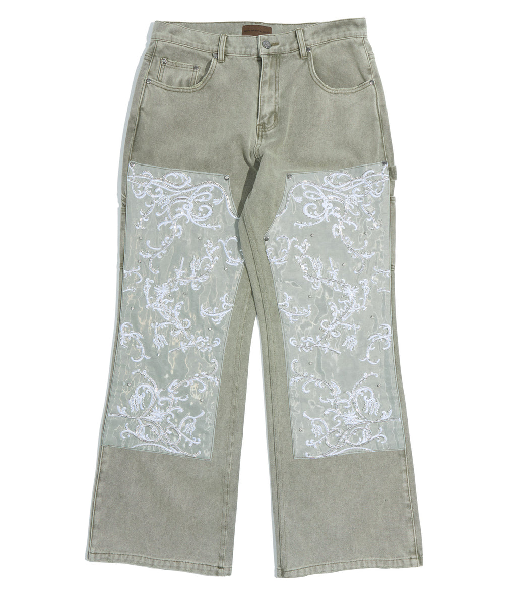 Beaded Embroidery Carpenter Pants