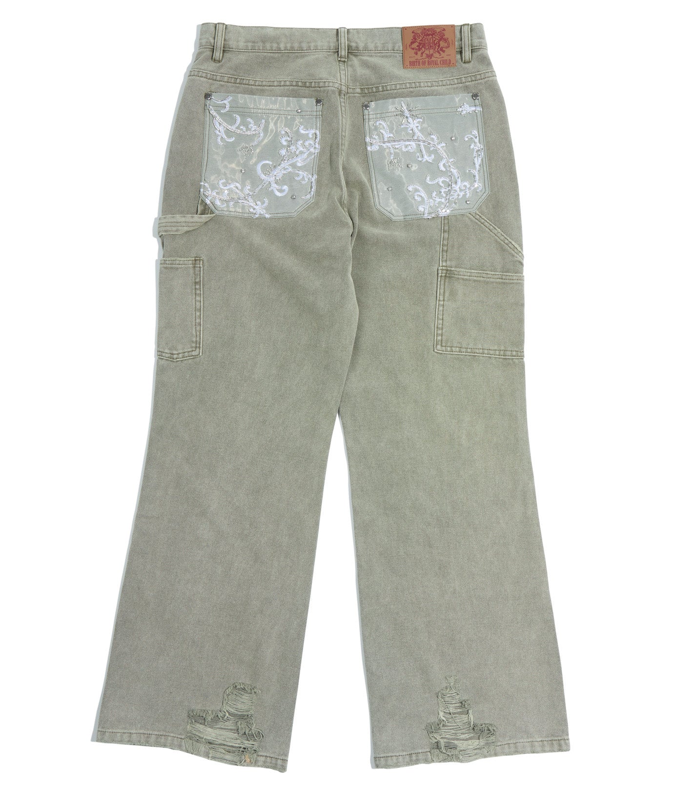 パンツ BIRTH OF  CHILD Beaded Embroidery Carpenter Pants – Birth Of Royal Child