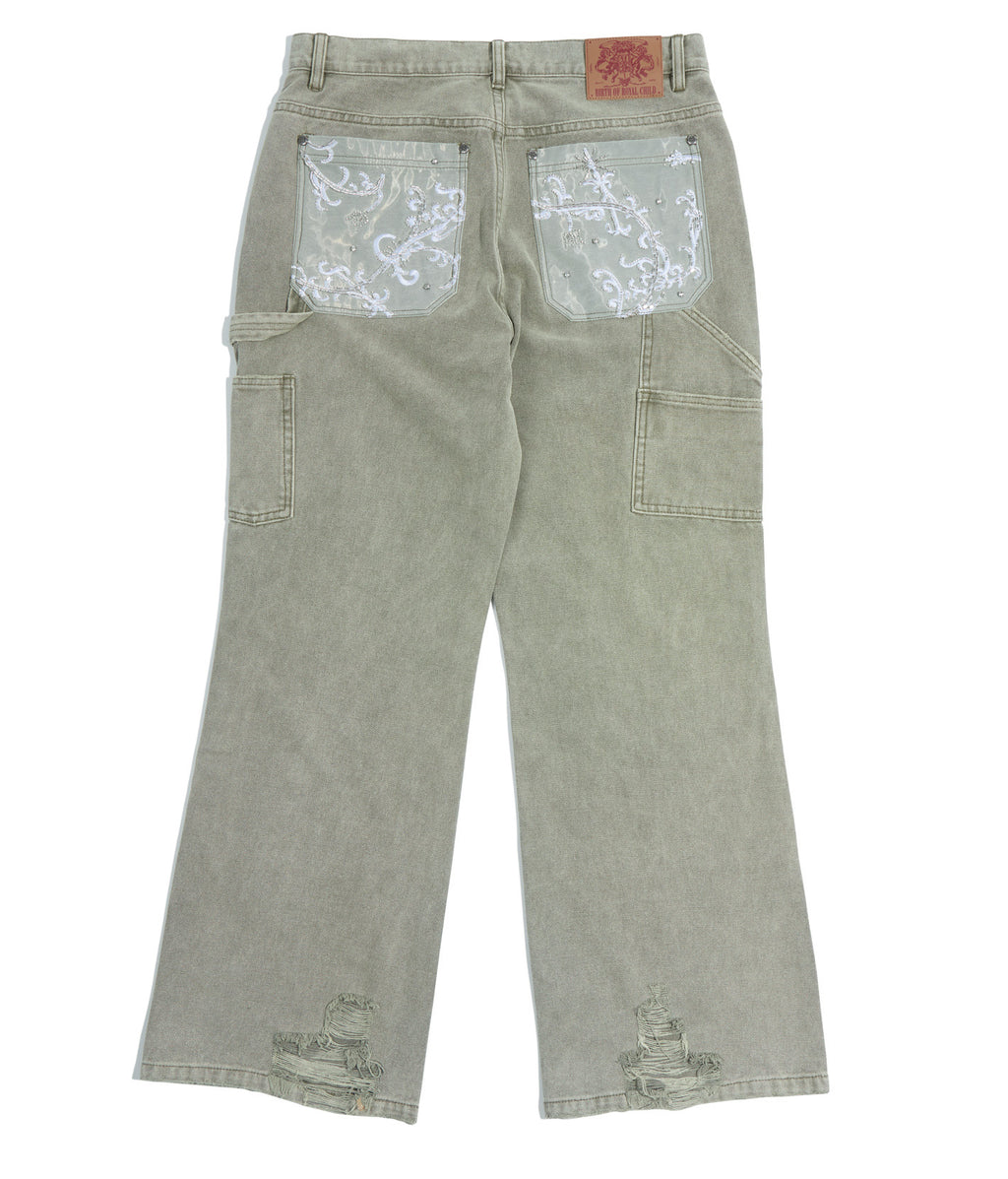 Beaded Embroidery Carpenter Pants