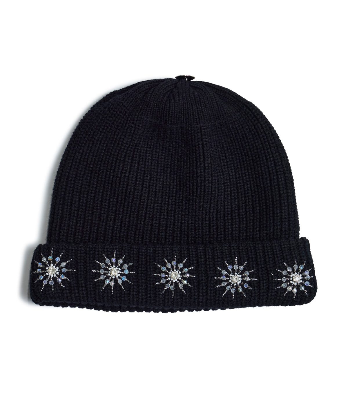 Snowflake Crystal Beanie | Black Knit Beanie | Birth of Royal Child 