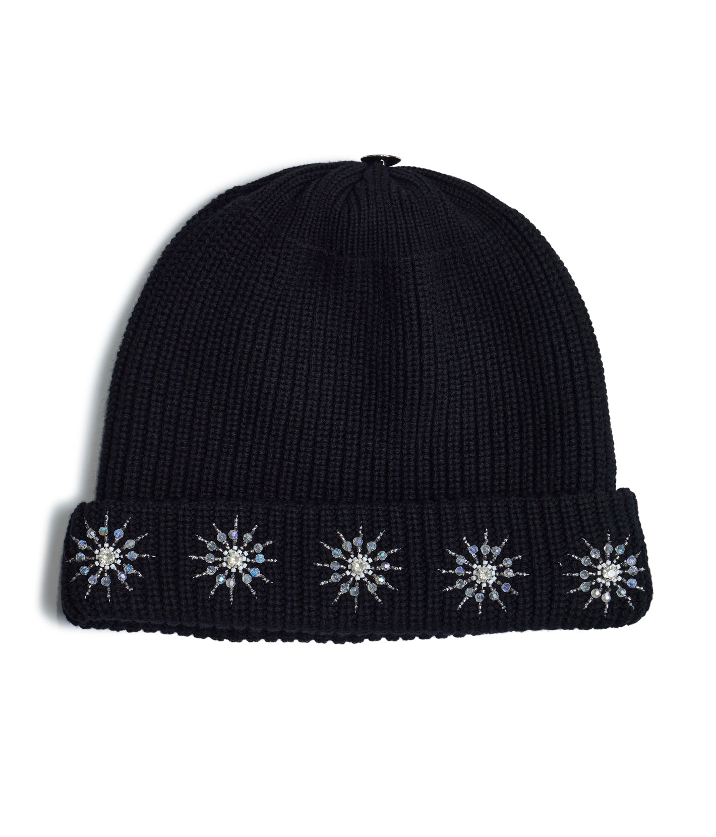 Snowflake Crystal Beanie | Black Knit Beanie | Birth of Royal Child 