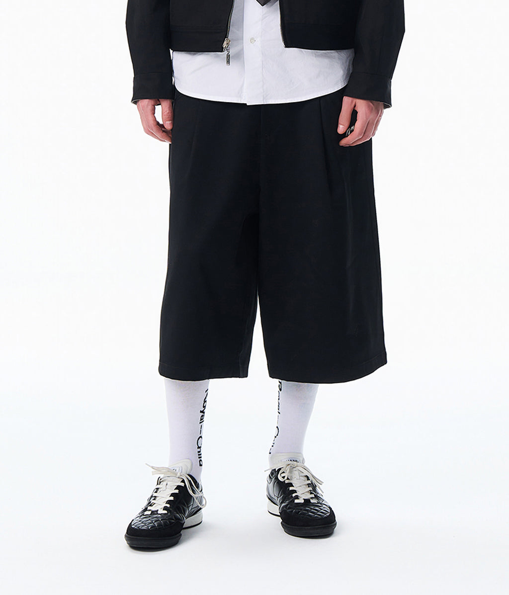 07 Pleated Baggy Shorts Black