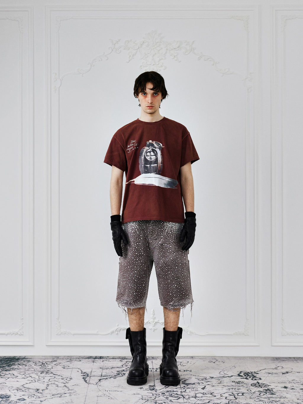 Block Rockin' Beats Vintage Tee in Burgendy Multi