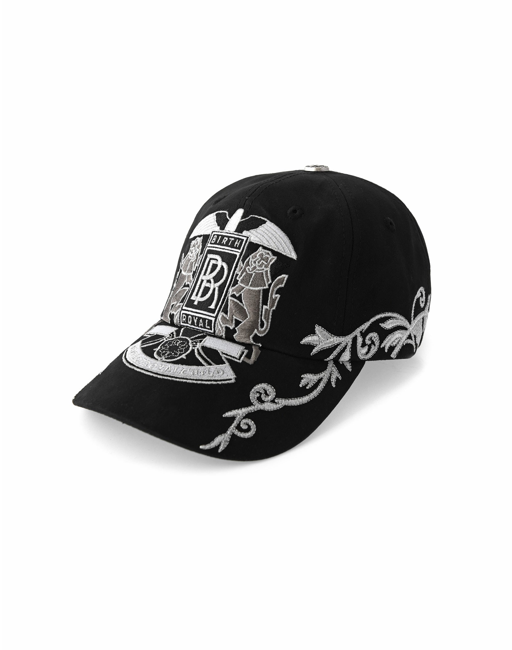 Double Lion Embroidered Baseball Cap-BLK