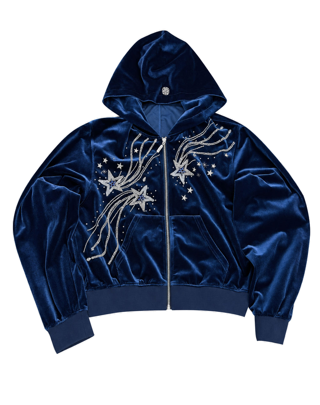 Shooting Star Velour Hoodie Blue