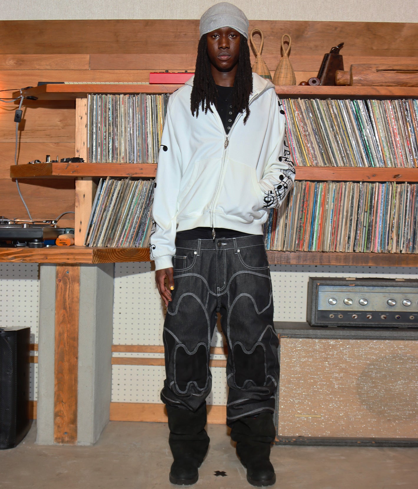 Crystal Notes Raglan Hoodie White