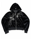 Shooting Star Velour Hoodie Black
