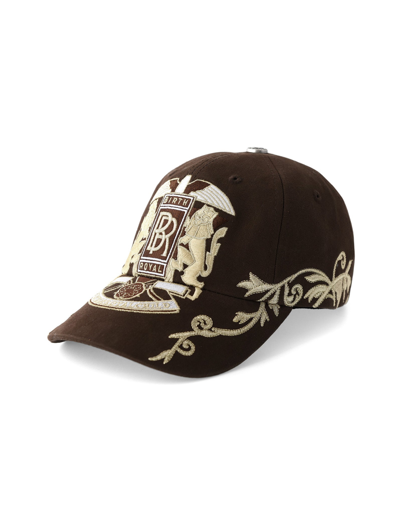 Double Lion Embroidered Baseball Cap-BRN