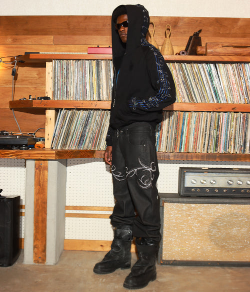 Crystal Notes Raglan Hoodie Black