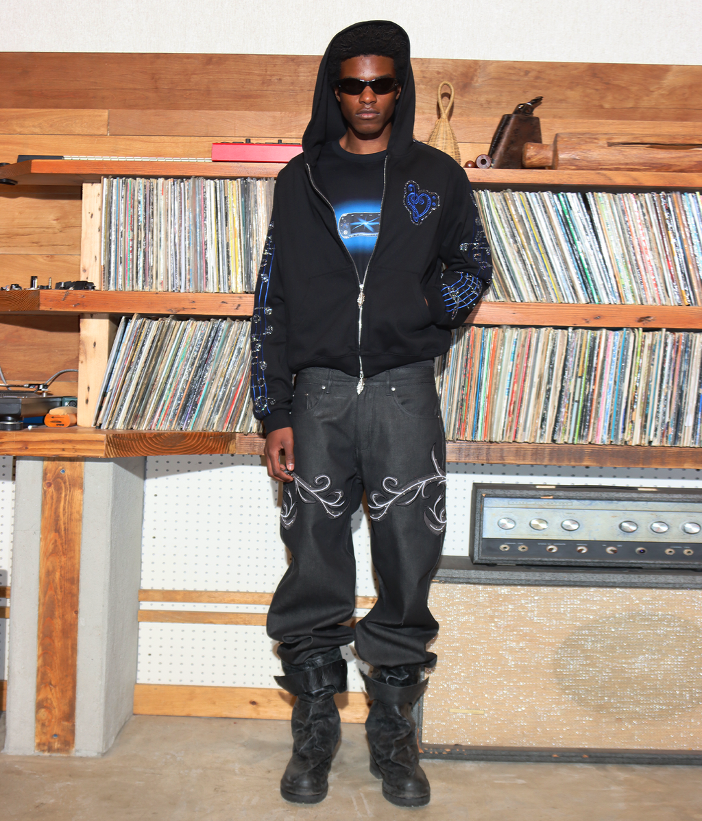 Crystal Notes Raglan Hoodie Black