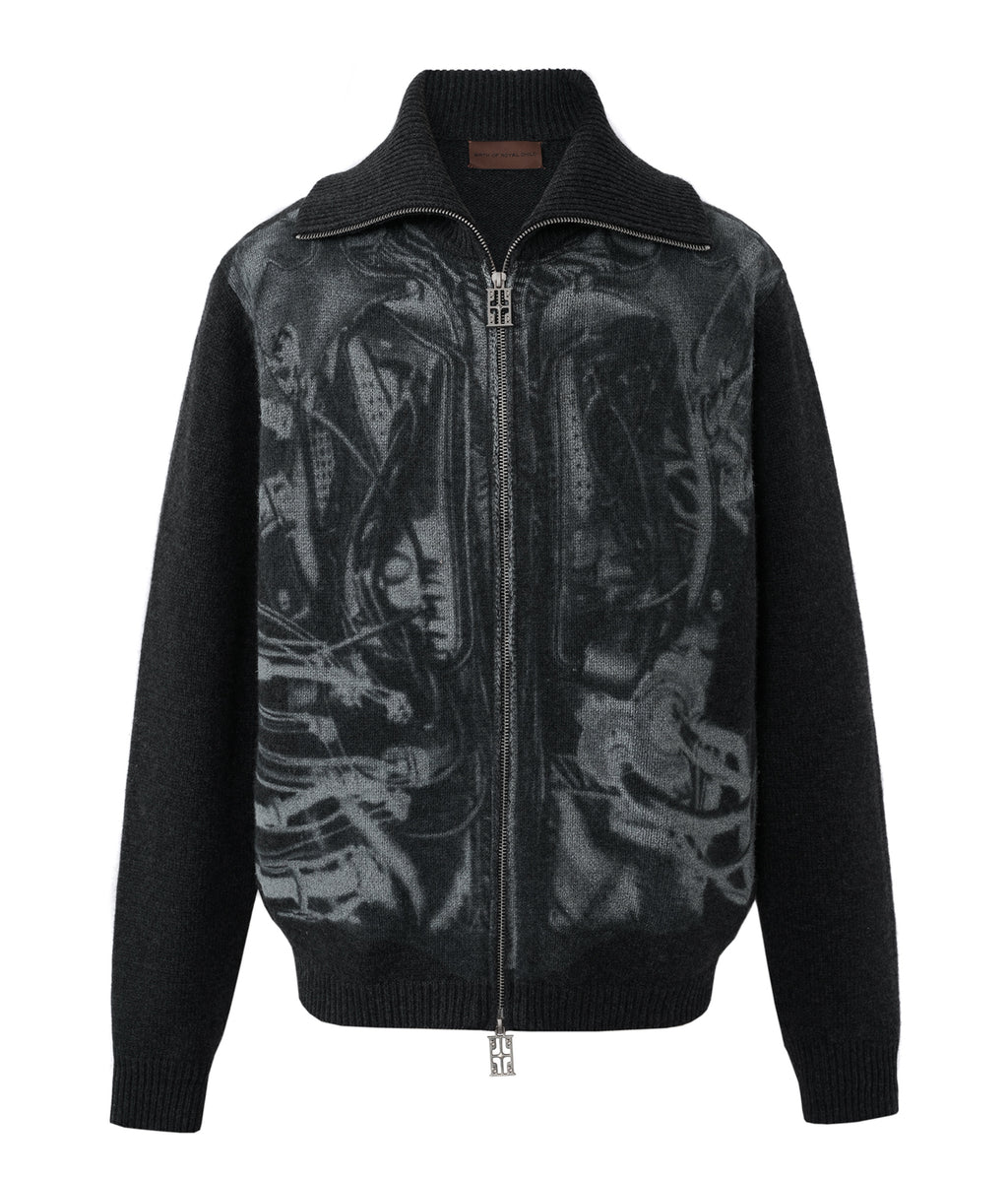 Millennium Mecha Ink Wool Zip Sweater