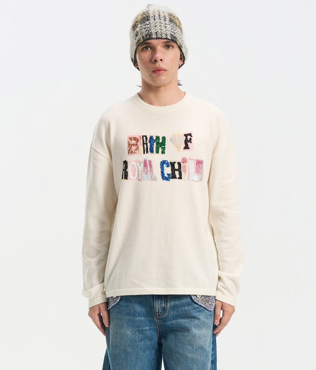 Sequin Logo Long-Sleeve Tee