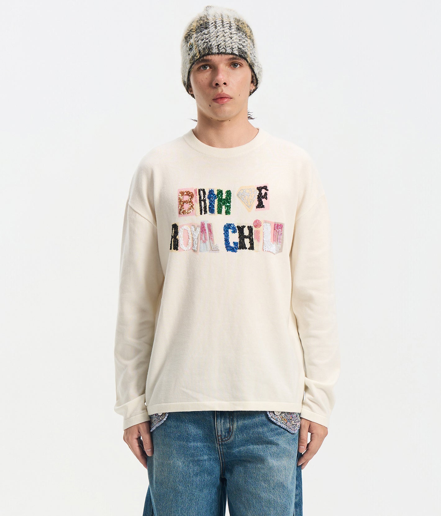 Sequin Logo Long-Sleeve Tee