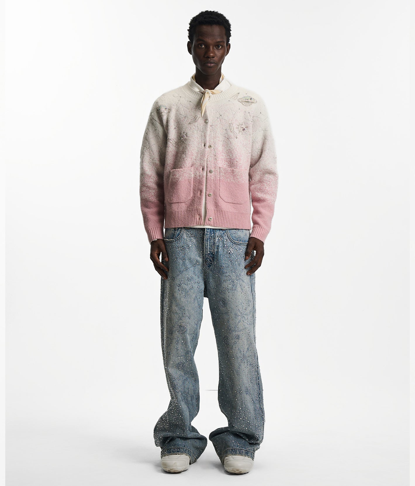 Stardust Pink Embroidered Cardigan