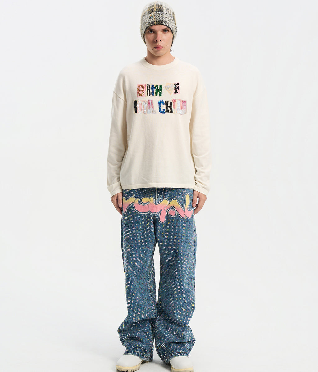 Sequin Logo Long-Sleeve Tee