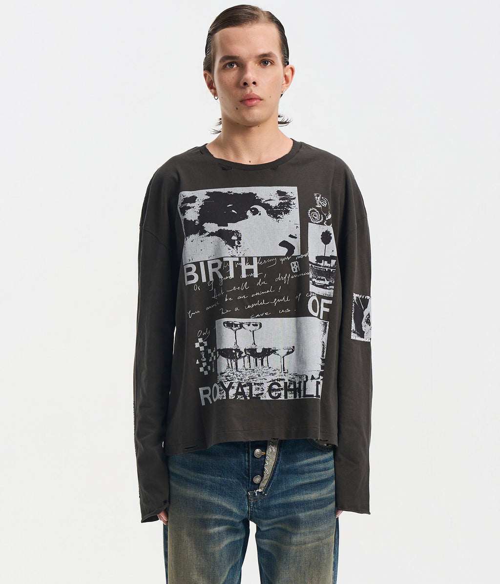 90s Hollywood Long Sleeve Tee BLK