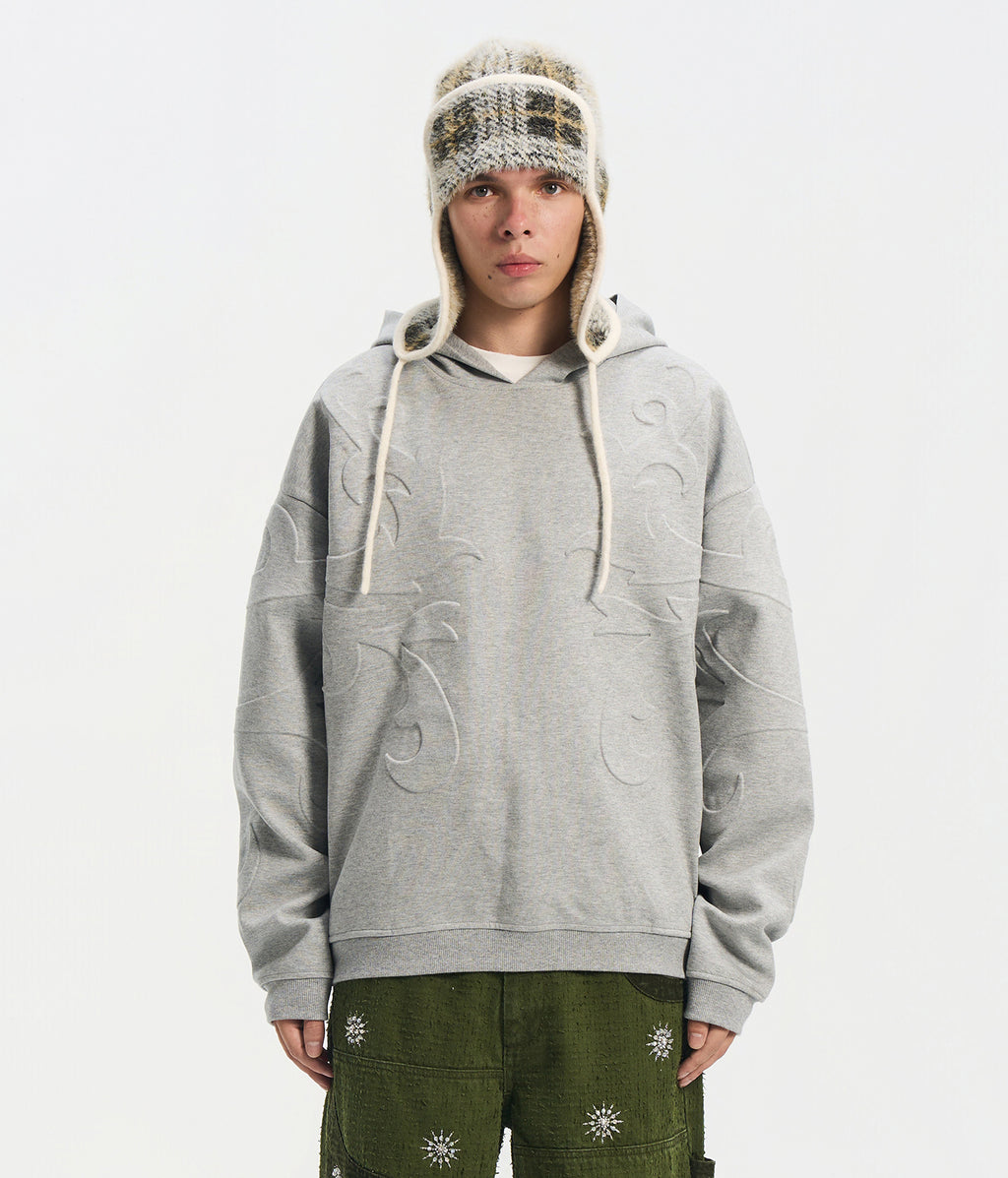 3D Flower Relief Hoodie GRY