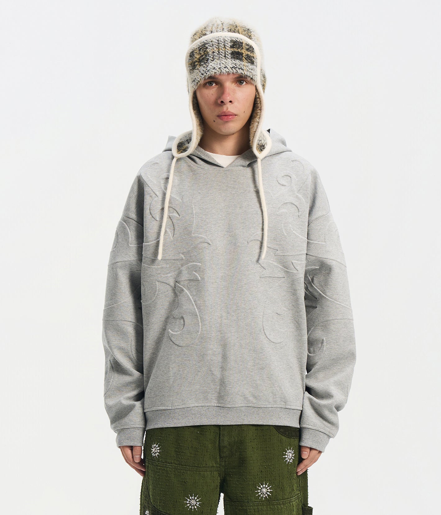 3D Flower Relief Hoodie GRY