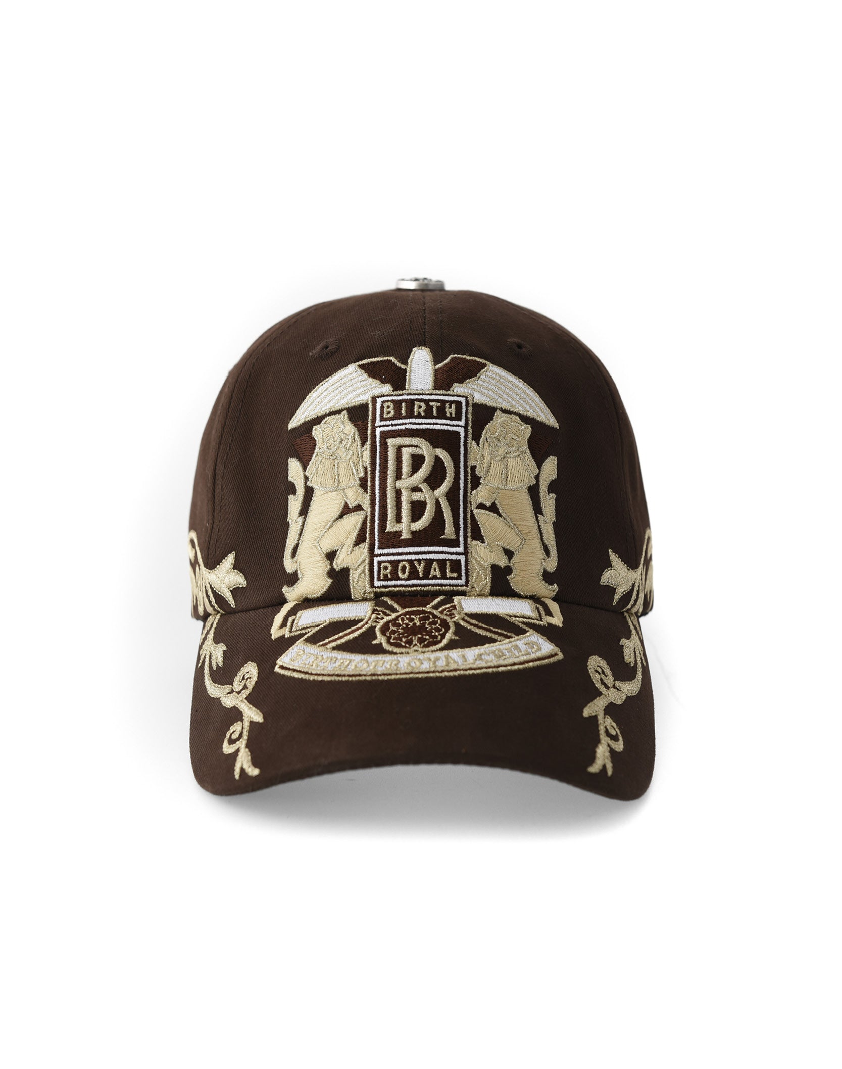 Double Lion Embroidered Baseball Cap-BRN