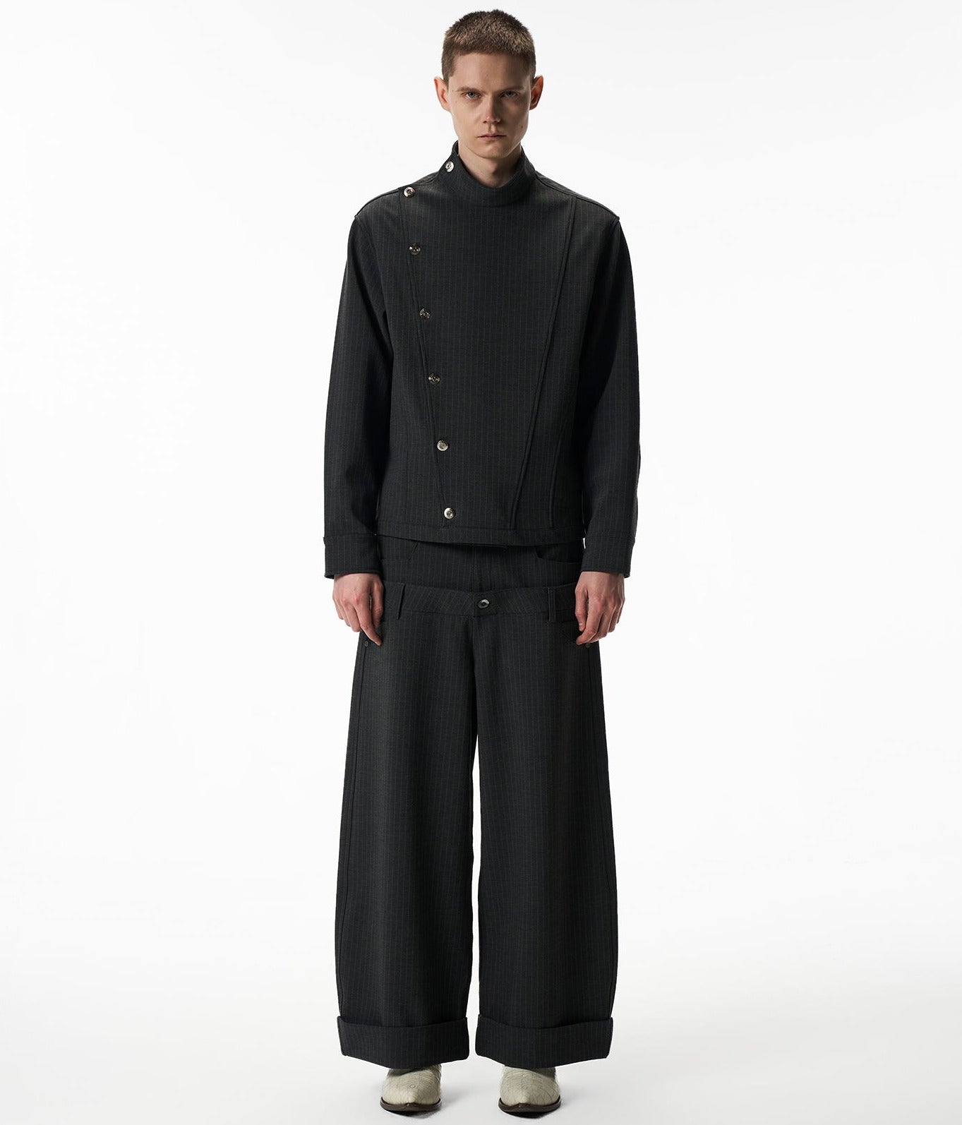 Fencer Pinstripe Asymmetric Shirt