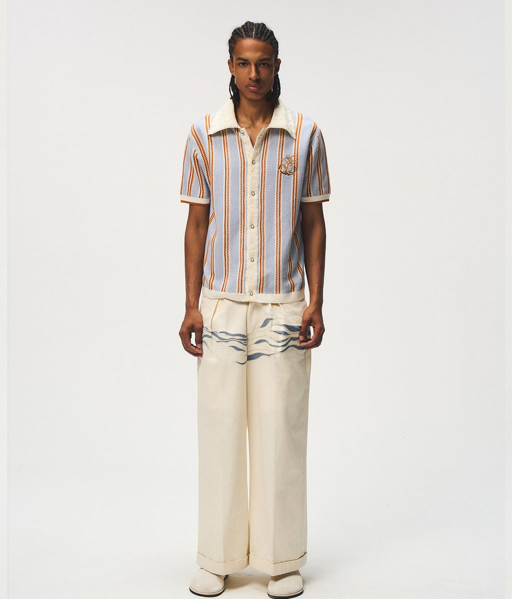 Pearl Stripe Knit Polo