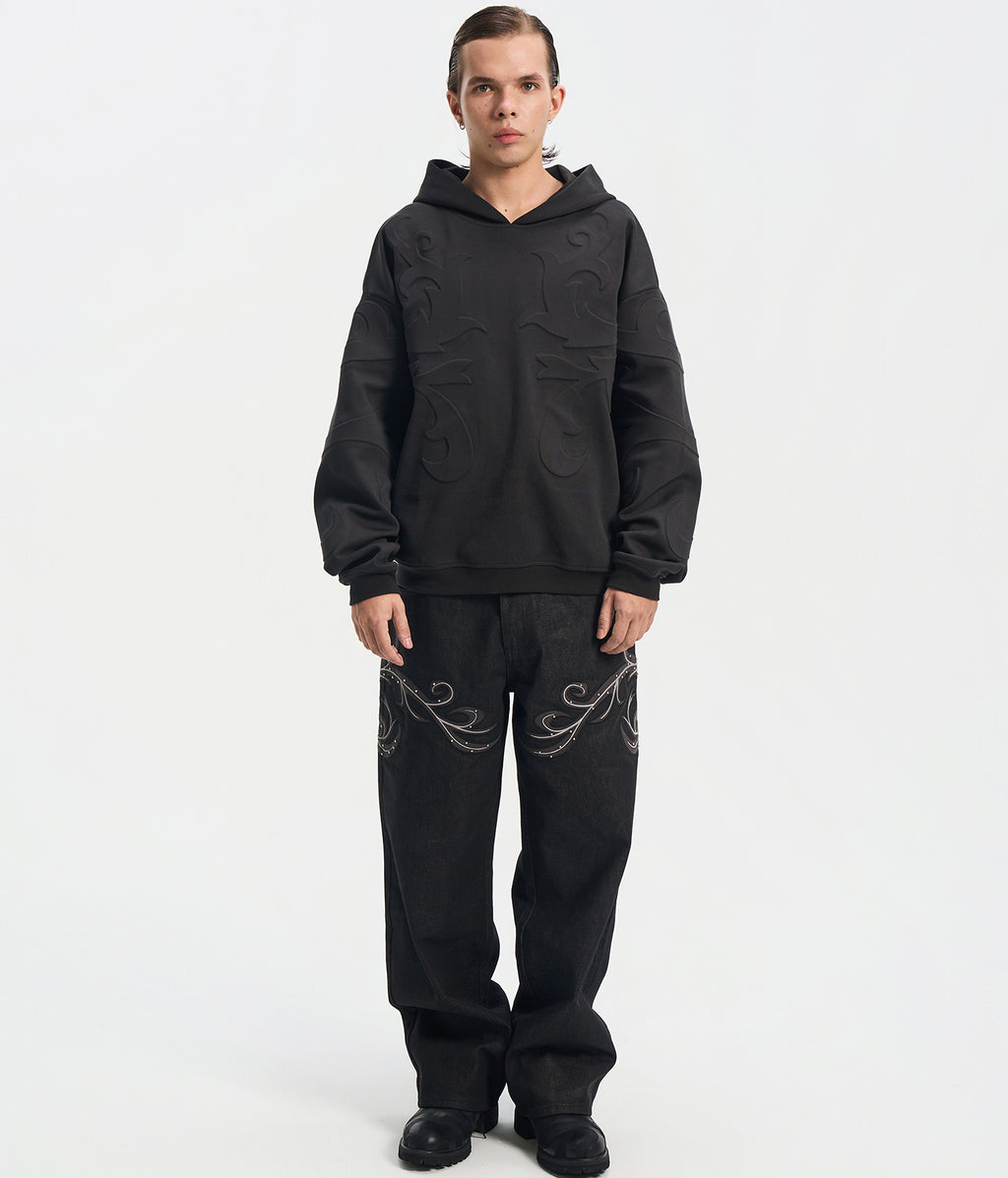 Leather Patch Vine Jeans