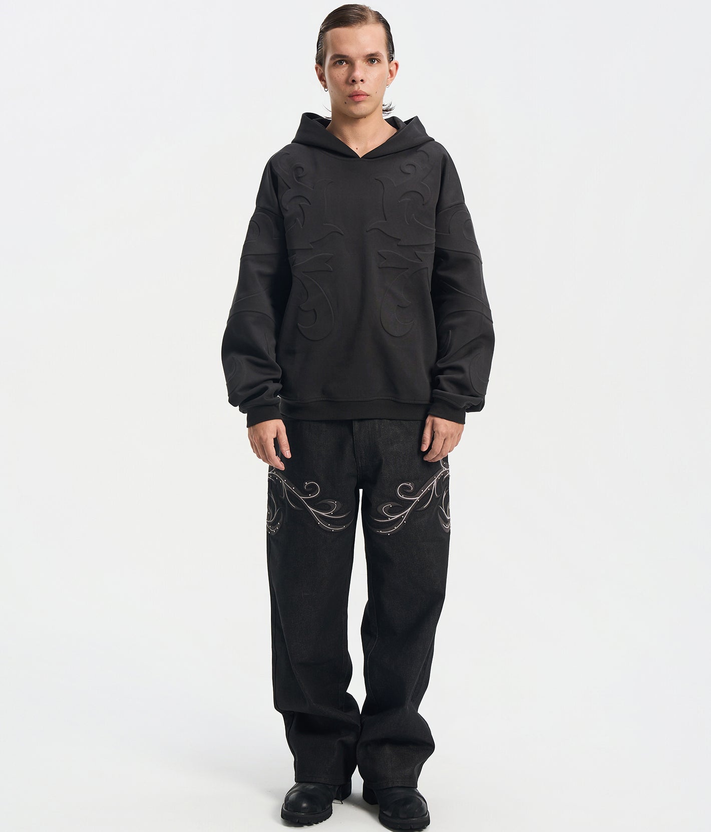 Leather Patch Vine Jeans