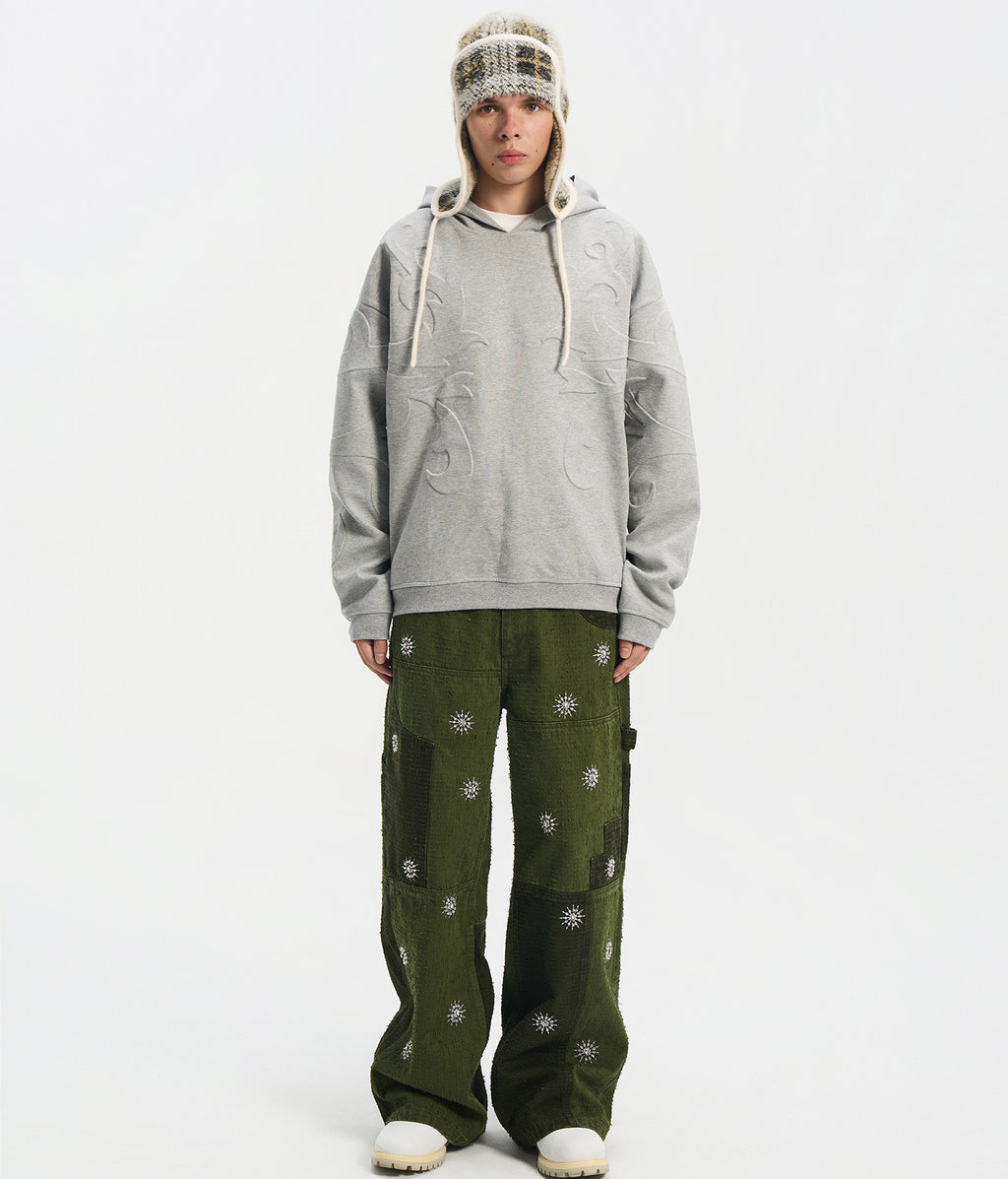 3D Flower Relief Hoodie GRY