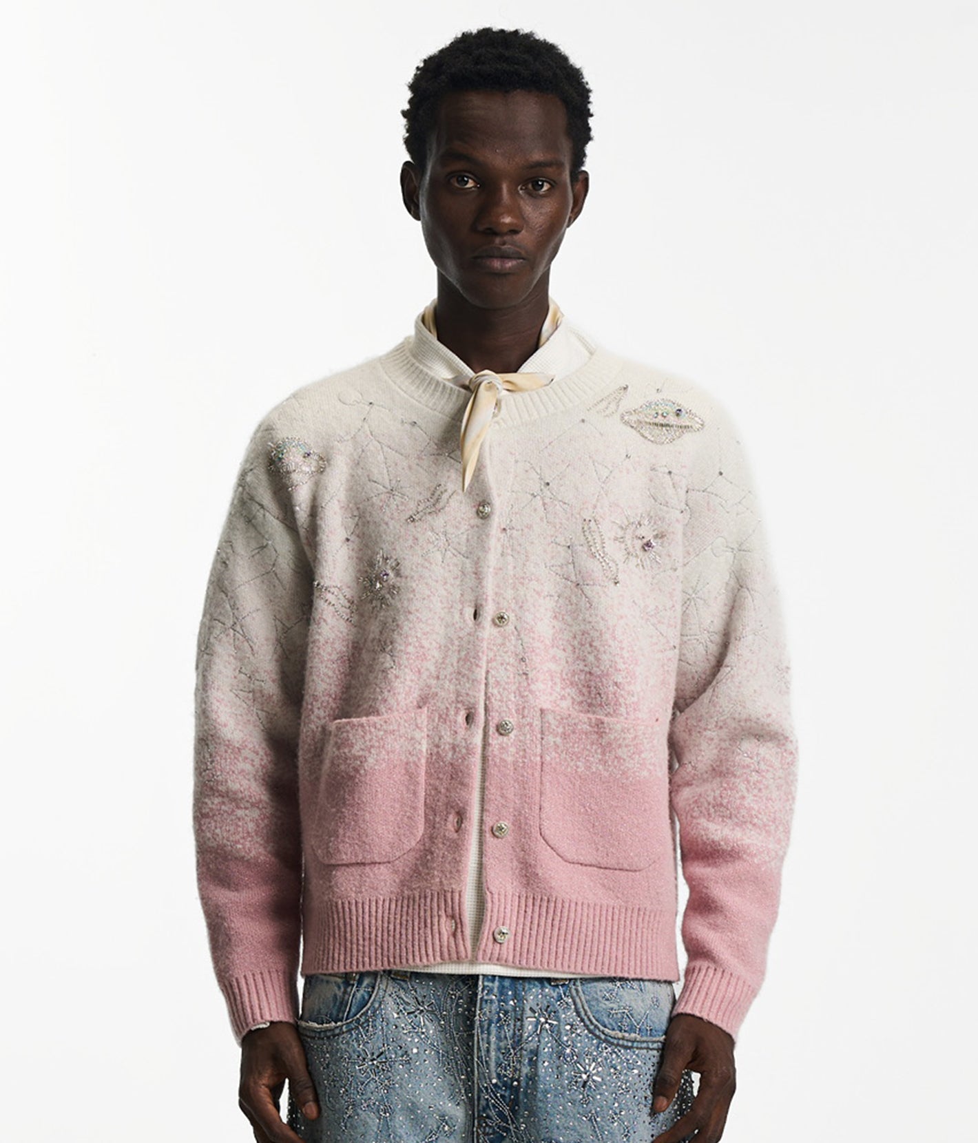 Stardust Pink Embroidered Cardigan