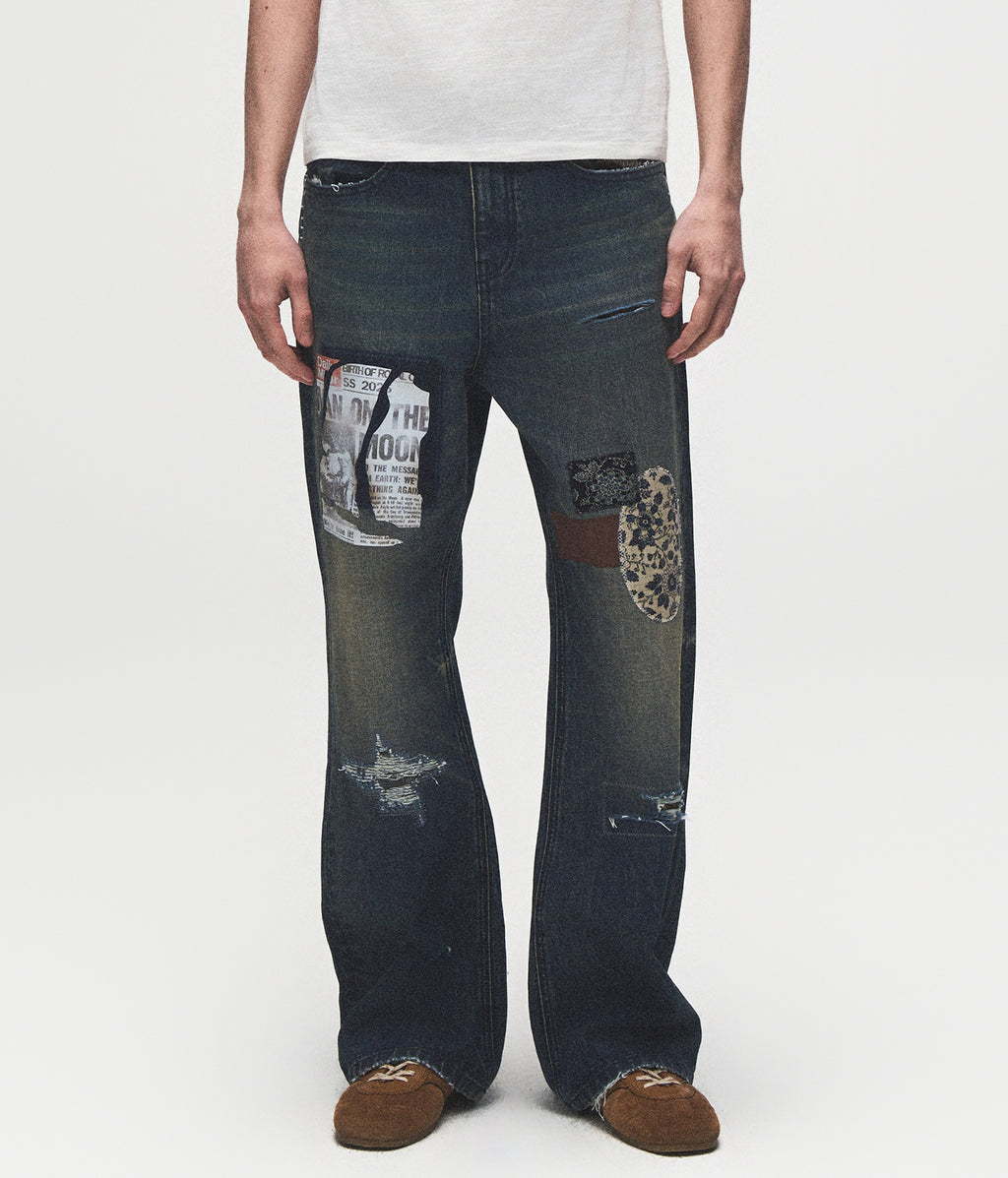 Faded Patchwork Jeans