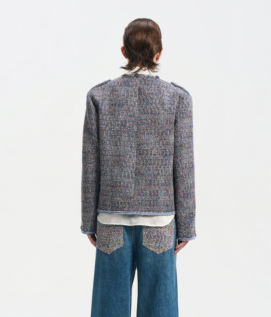 Bouclé Tweed Short Jacket Dark Gray