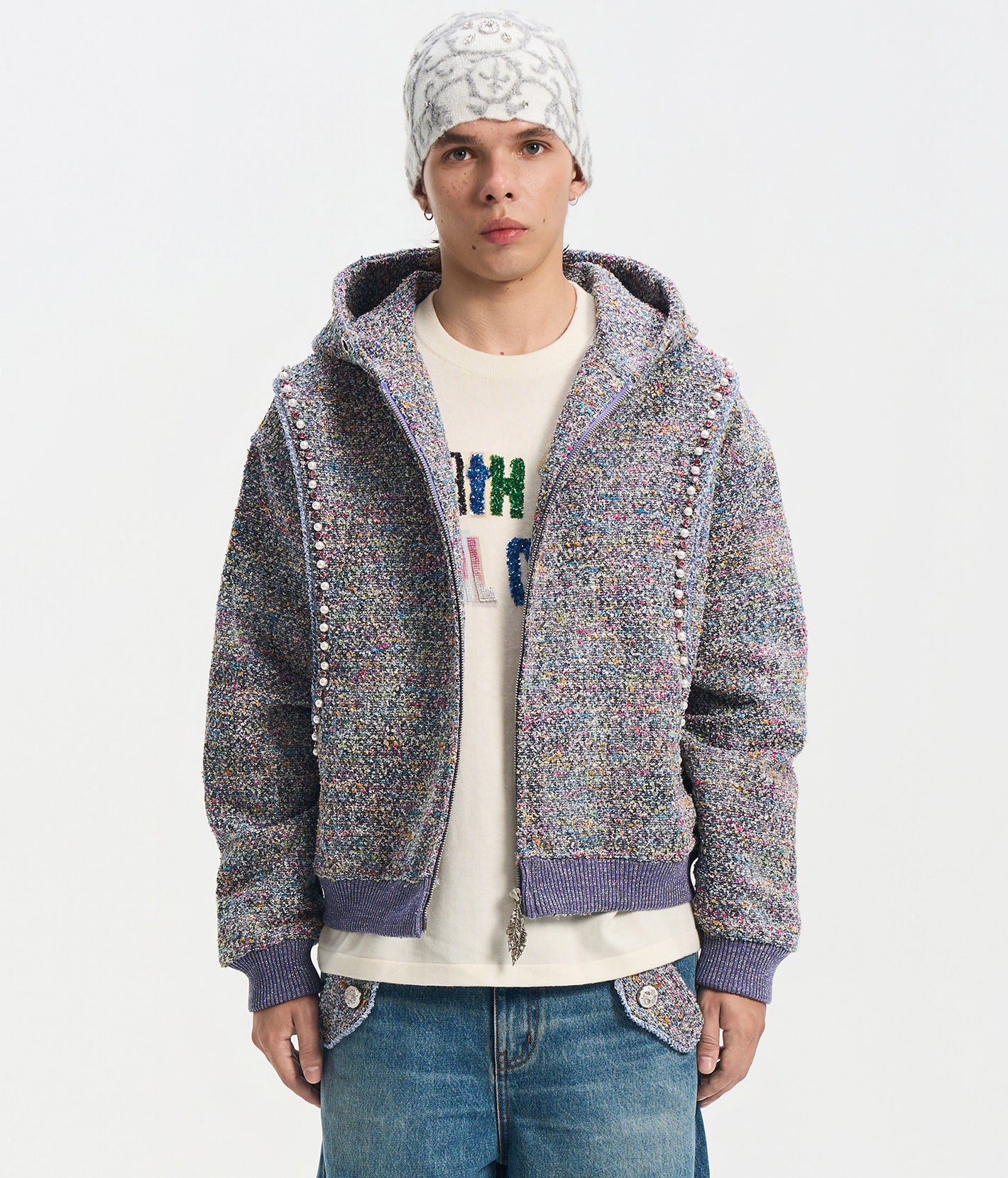 Pearl Tweed Hoodie Jacket