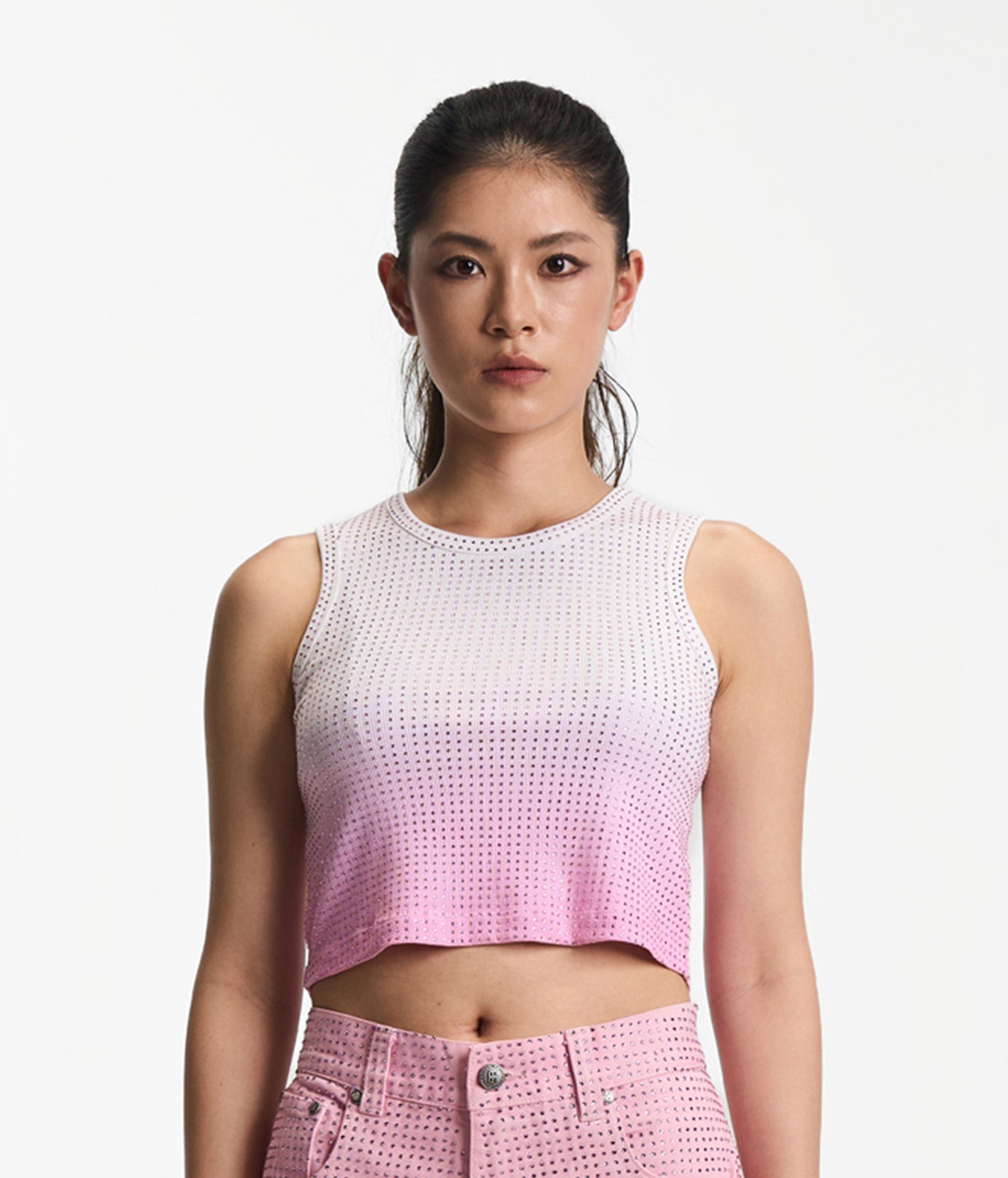 Cropped Stardust Pink Diamond Tank