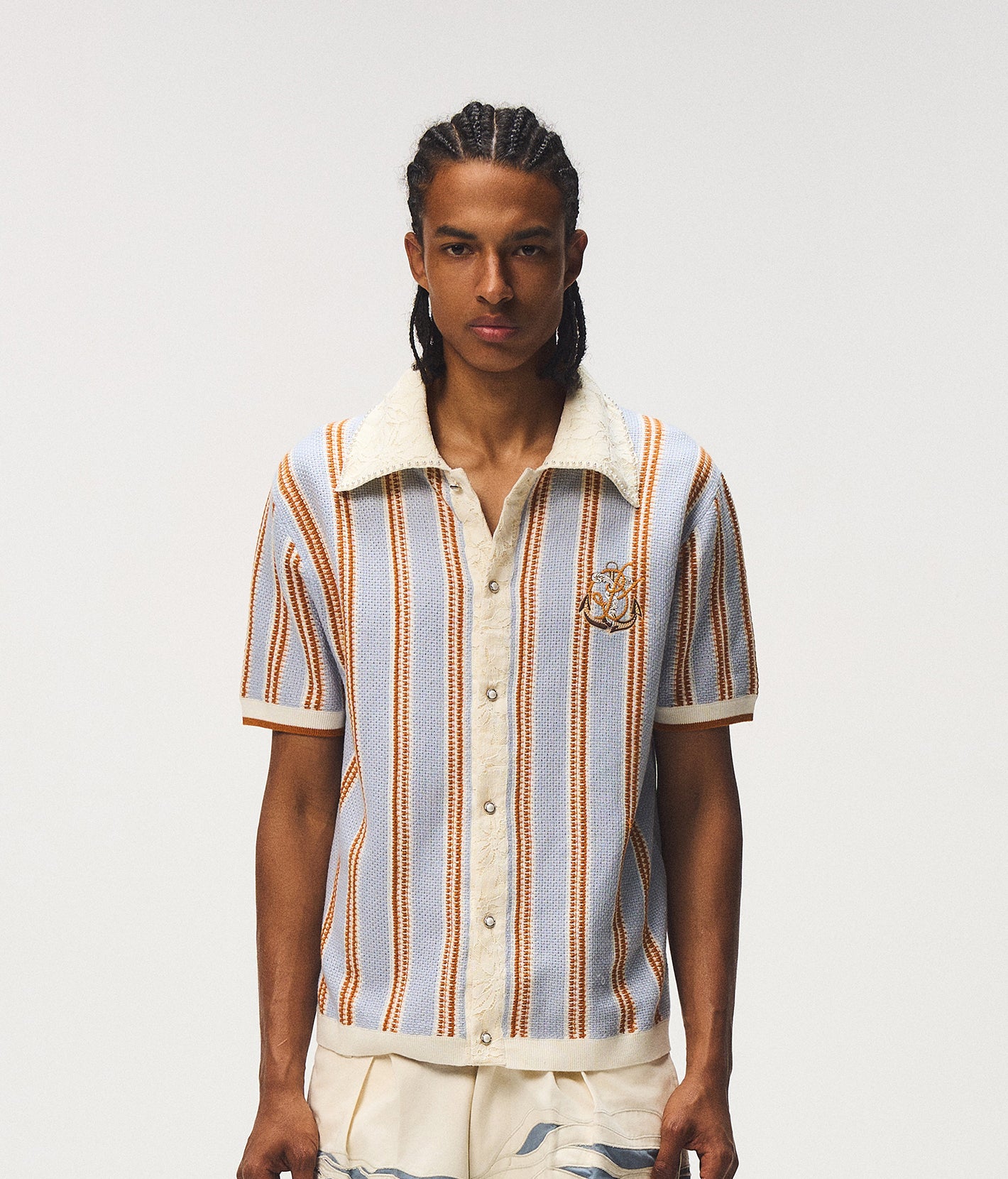 Pearl Stripe Knit Polo