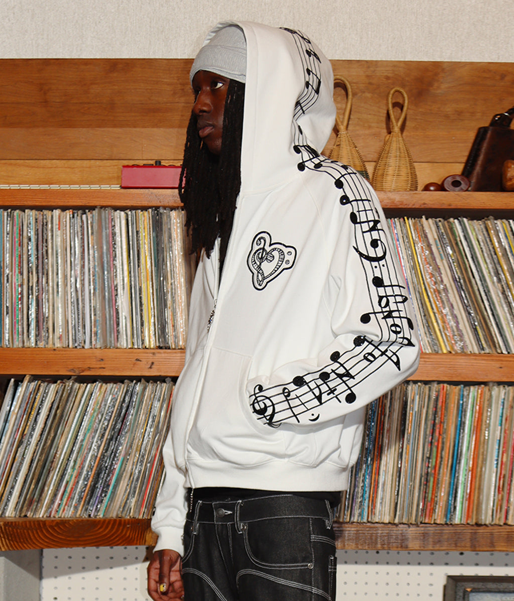 Crystal Notes Raglan Hoodie White