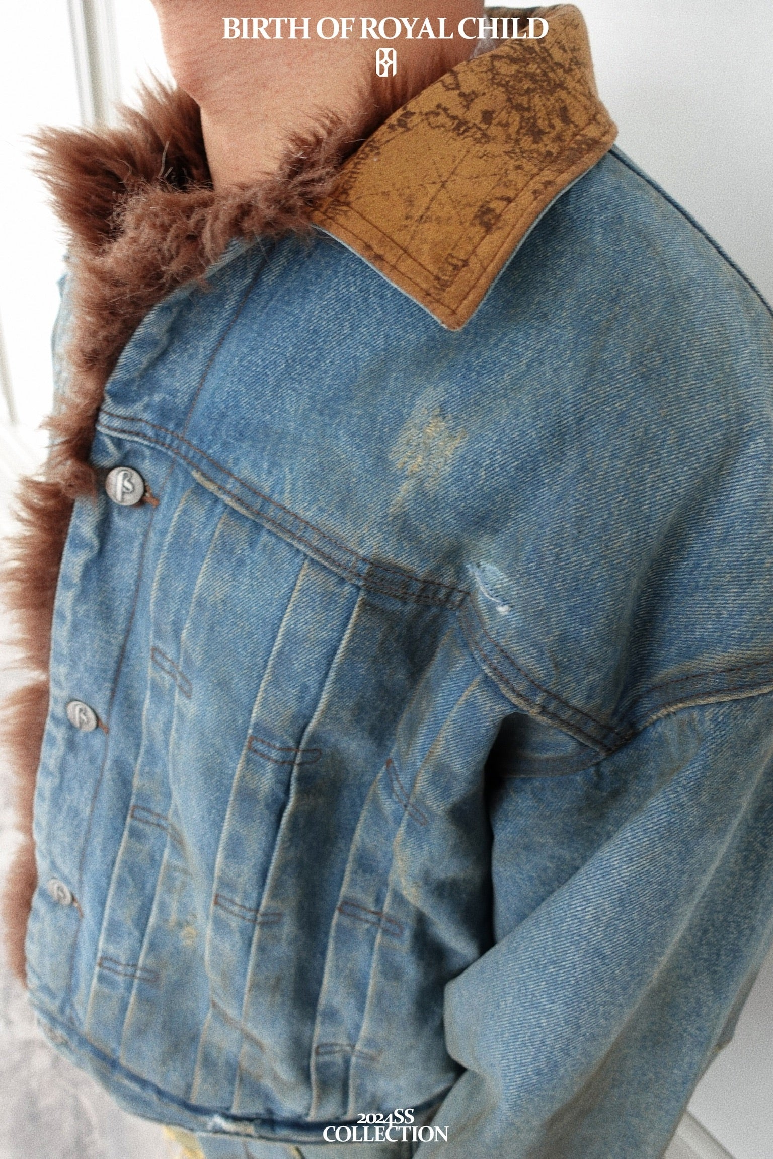 Dirty-Washed Furry Denim Jacket