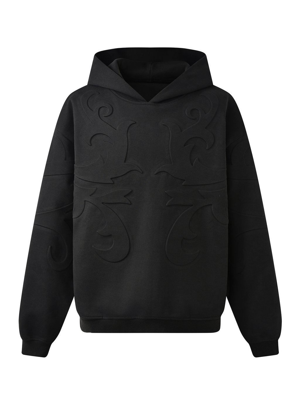 3D Flower Relief Hoodie BLK