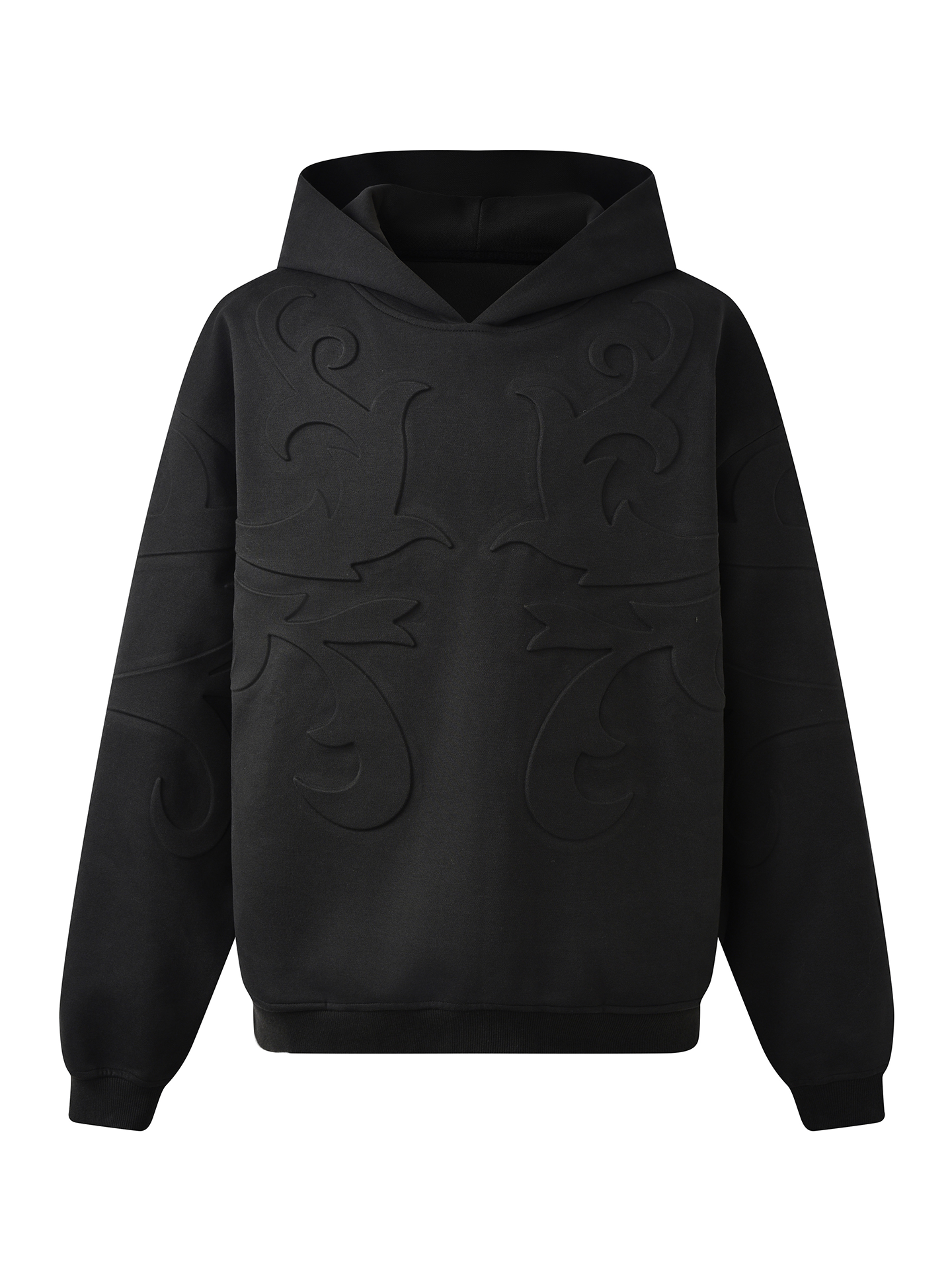 3D Flower Relief Hoodie BLK