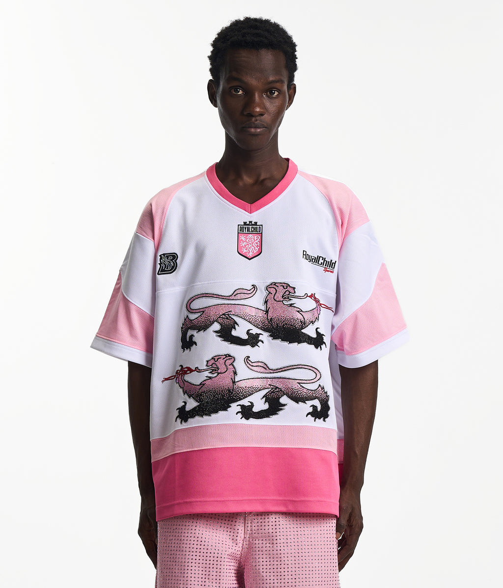 Double Lion Rhinestone Jersey in PINK