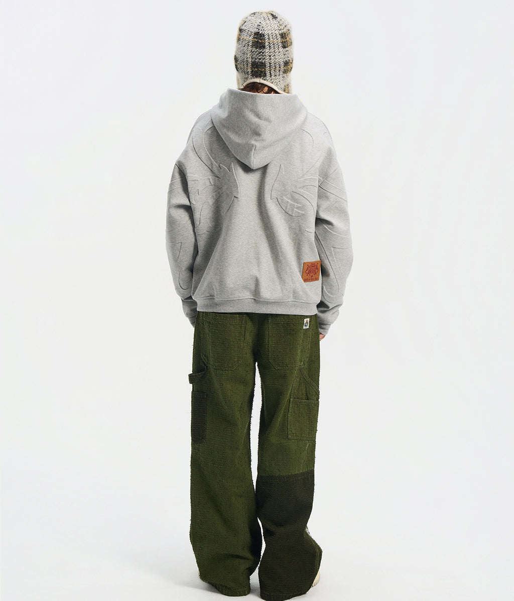 3D Flower Relief Hoodie GRY