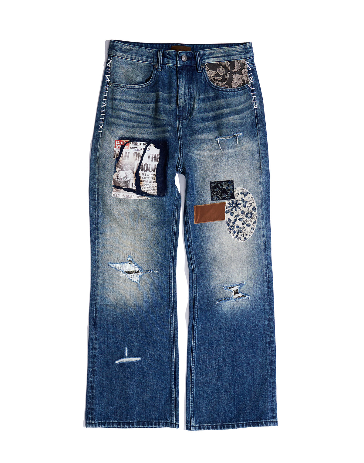 Faded Patchwork Jeans